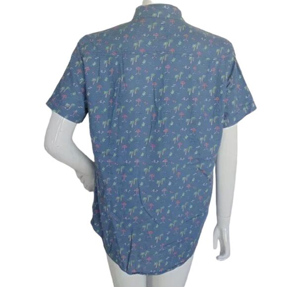 RAILS Shirt, M, Carson, Blue,  Palm Trees/Umbrellas, Buttons, Pocket - Picture 6 of 16
